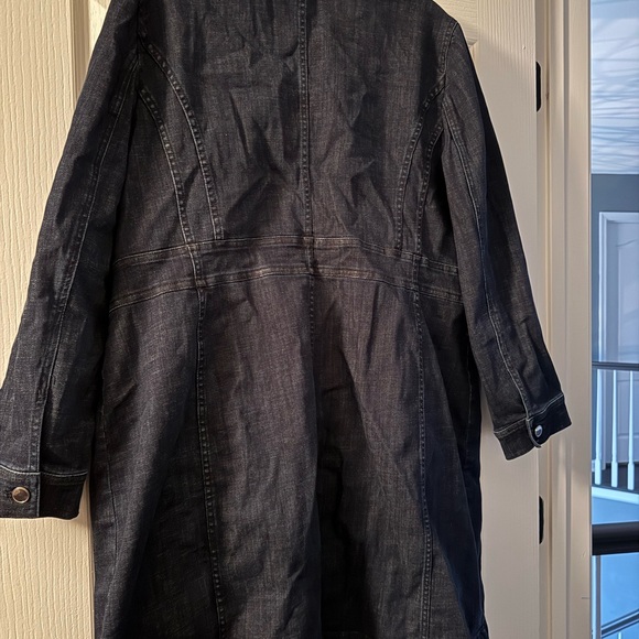 Chico's long jean jacket, gold button front. Size 16/ 3 Chicos - Picture 2 of 5